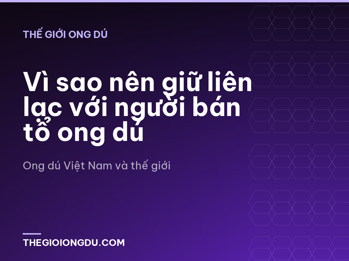 Vì sao nên giữ liên lạc với người bán tổ ong dú